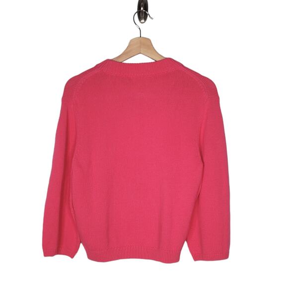525 America Cropped Sweater Cotton Volume Sleeve Party Pink SP21S002 Size Medium - Picture 3 of 8